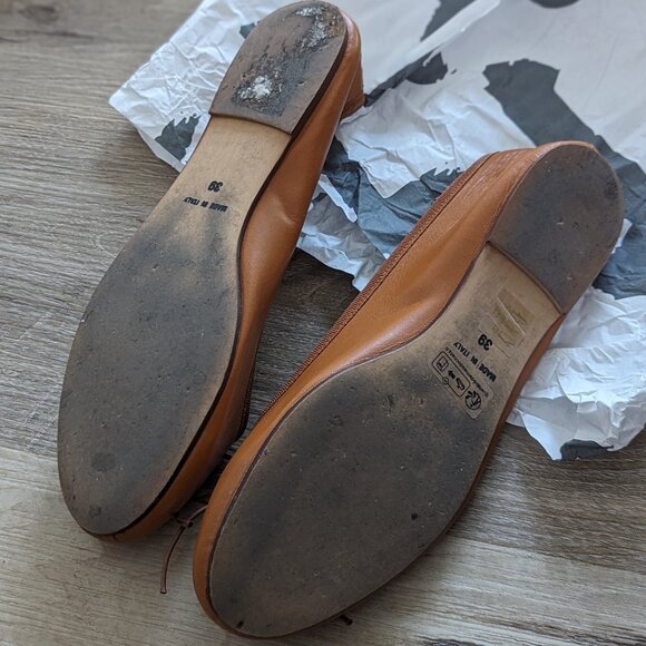 Ballerette Tan Leather Ballet Flats (Made in Italy) - Picture 6 of 6